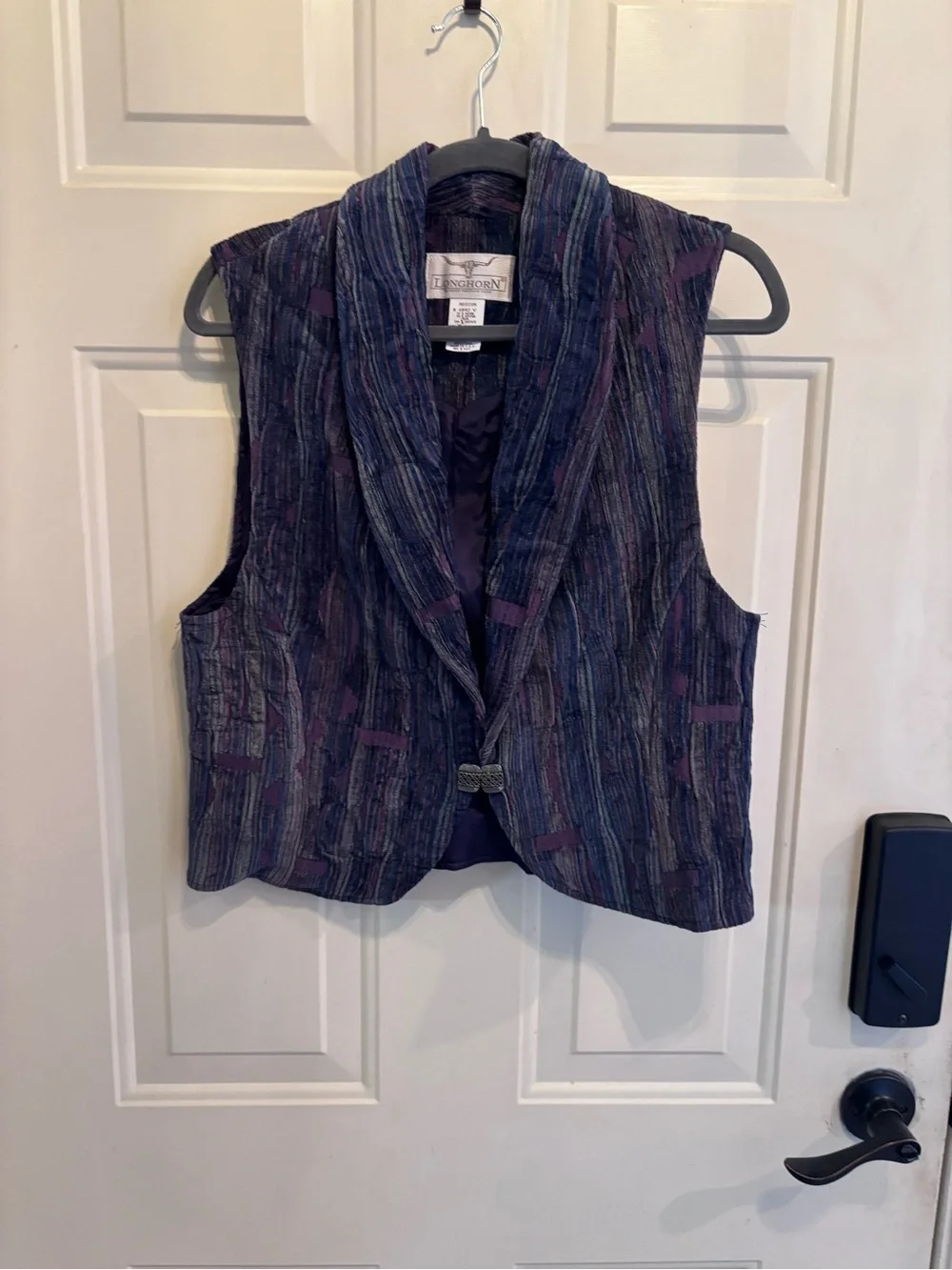 Longhorn River Western Wear Textured Open-Front Vest - Purple and Blue
